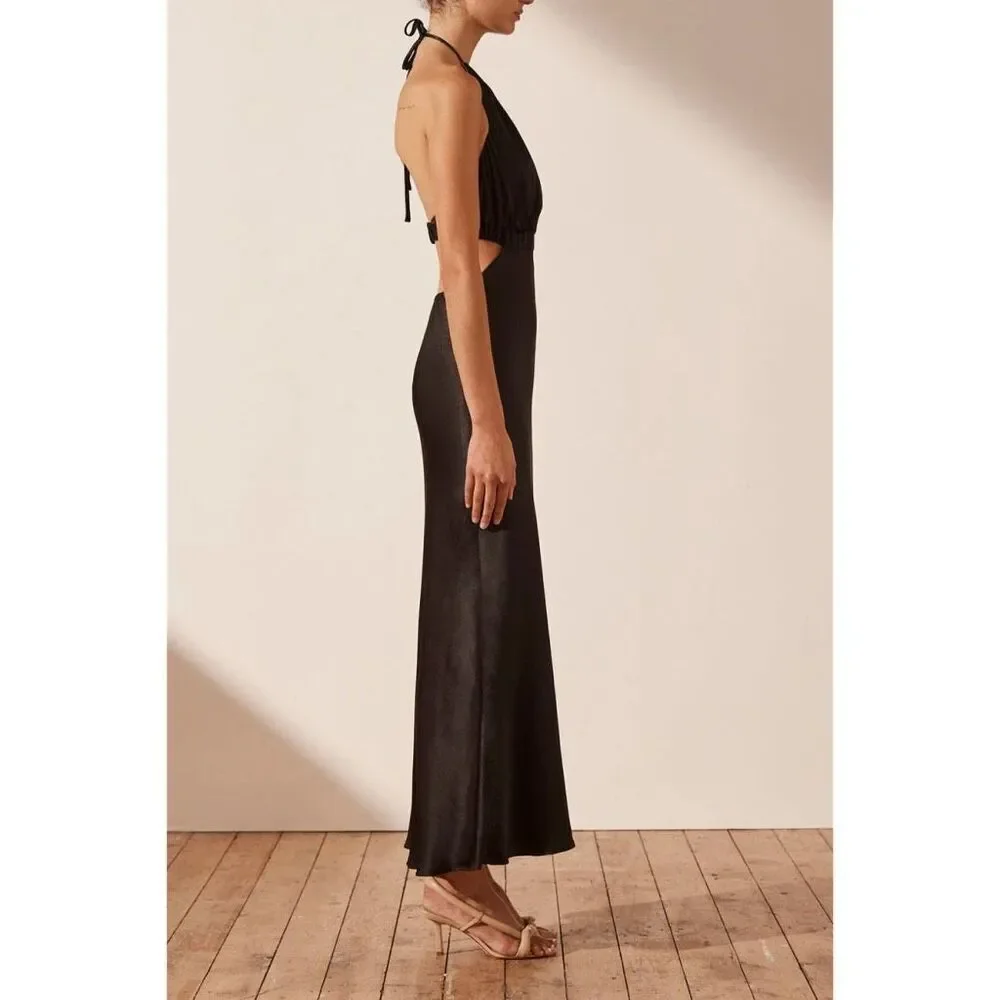 Shona Joy Ruched Open Back Halter Midi Dress - Picture 2 of 9